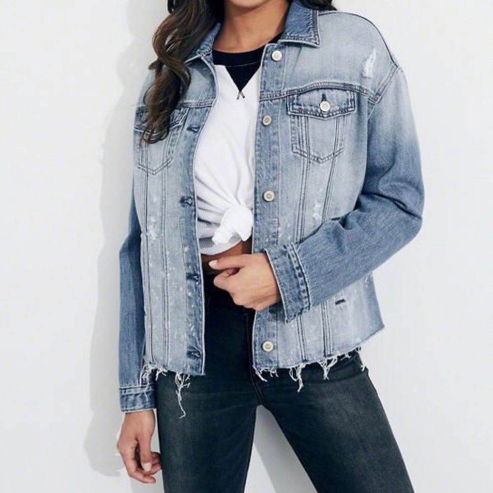Oversized Distressed Jean Jacket